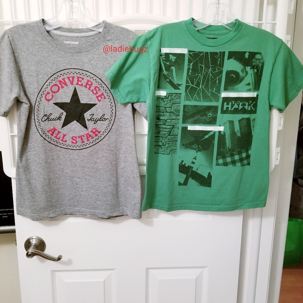 2 Youth Medium T-Shirts Converse & Tony Hawk